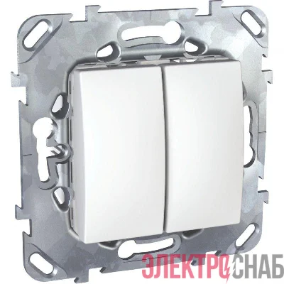 Переключатель проходной 2-кл. СП Unica 10А IP20 (2х(сх. 6)) механизм бел. SchE MGU5.213.18ZD