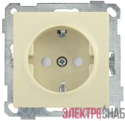 Розетка 1-м СП Bolero РС14-1-0-Б 16А IP20 с заземл. защ. шторки механизм крем. IEK ERB14-K33-16