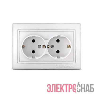 Розетка 2-м СП Севиль 16А IP20 с заземл. бел. UNIVersal С0128