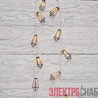 Гирлянда светодиодная "Кристаллы черные" 1.5м 10LED тепл. бел. 0.1Вт IP20 провод ПВХ прозр. элементы питания 2хAA (не в компл.) Neon-Night 304-017