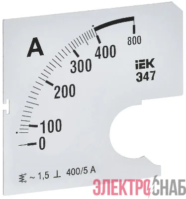 Шкала сменная для амперметра Э47 400/5А-1.5 72х72мм IEK IPA10D-SC-0400