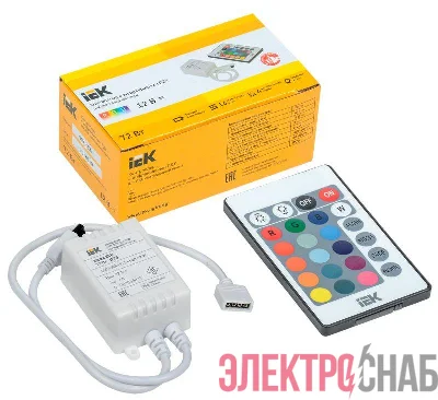 Контроллер с ПДУ ИК RGB 3 канала 12В 2А 72Вт IEK LSC1-RGB-072-IR-20-12-W