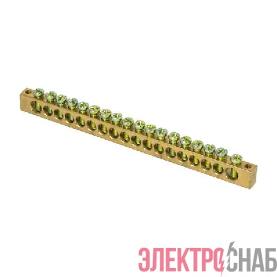 Шина PEN "ноль-земля" 8х12 18 отвер. латунь крепеж по краям PROxima EKF sn0-125-18-k