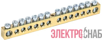Шина PEN "земля-ноль" 8х12мм 14/1 (14групп/крепеж по центру) IEK YNN20-14-100
