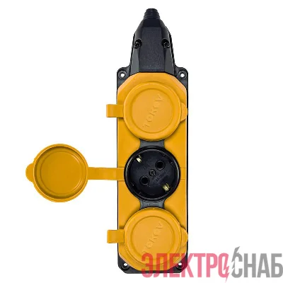 Колодка удлинителя 3-м с заземл. 16А IP44 каучук желт. TOKOV TKE-C07-KK3-Z