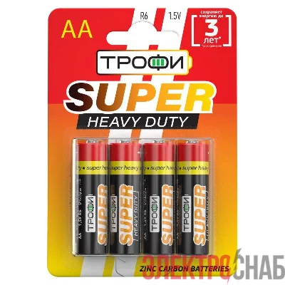 Элемент питания солевой AA/R6 R6-4BL (блист.4шт) Трофи C0033716