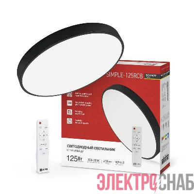 Светильник светодиодный SCANDY SIMPLE-125RCB 125Вт 3000-6500К 10000лм 230В 500х50мм с пультом ДУ черн. IN HOME 4690612058993