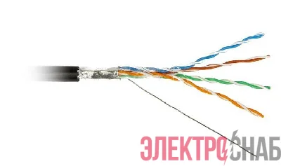 Кабель витая пара F/UTP кат.5E 4х2х24AWG solid PE Outdoor FUTP4-C5E-S24-OUT-PE-BK-500 черн. (м) Hyperline 49110