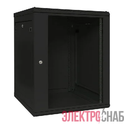 Шкаф настенный TERACOM PRO 19дюйм 15U 600х600мм дверь стеклян. с замком-ручкой черн. EKF TRP-WLL-1566-40B