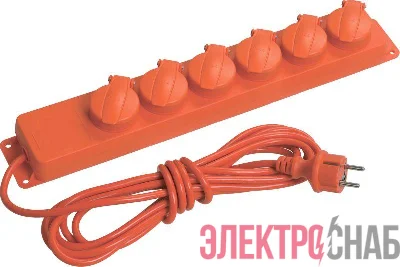 Удлинитель 6х5м 16А IP44 У06В 2P+PE 250В 3х1 с защ. крышкой IEK WYP10-16-06-05-44-N