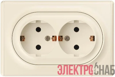 Розетка 2-м СП Florence 16А IP20 с заземл. винт. клеммы беж. 1E10401301 OneKeyElectro 2172790