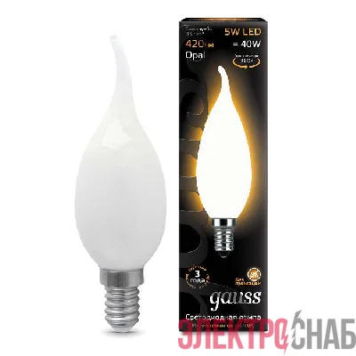 Лампа светодиодная Black Filament Свеча на ветру E14 5Вт 2700К OPAL Gauss 104201105