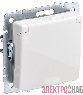 Розетка BRITE РСбш10-3-БрБ 16А IP20 с заземл. защ. шторки с крышкой механизм бел. IEK BR-R16-16-K01