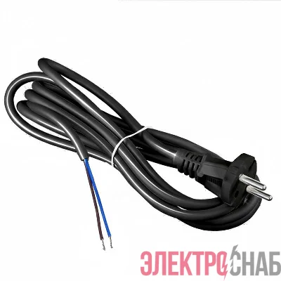 Шнур сетевой с вилкой 3м без заземл. 10А ПВС 2х1 черн. DOMTOK 2775