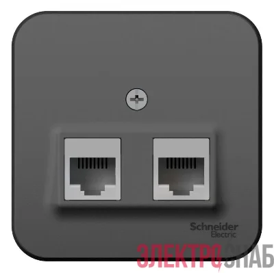 Розетка компьютерная 2-м ОП Blanca RJ45 кат.5E с изолир. пластиной антрацит SchE BLNIA045456