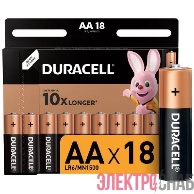 Элемент питания алкалиновый LR6-18BL BASIC (блист.18шт) Duracell Б0014448