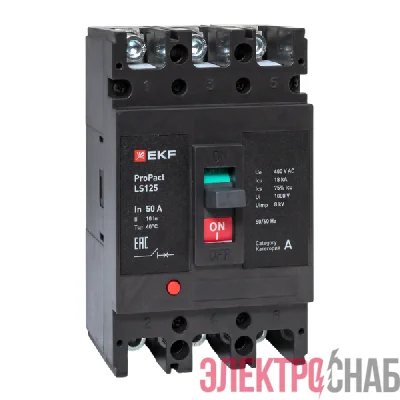 Выключатель автоматический 3п 50А 18кА LS125 ProPact EKF mccb-125-18-3-50-ls