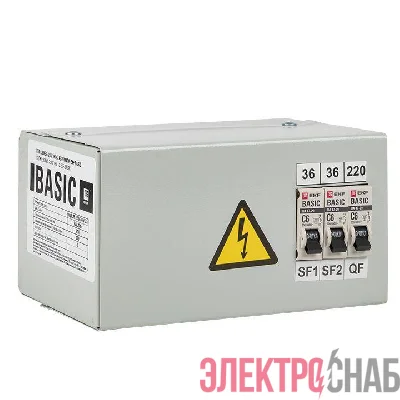 Ящик с понижающим трансформатором ЯТП 0.25 220/36В (3 авт. выкл.) Basic EKF yatp0.25-220/36v-3a