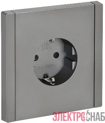 Розетка СП FORTE&PIANO FP515 16А с заземл. защ. шторки винт. крепл. сталь IEK FP-R14-16-K46
