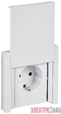 Розетка СП FORTE&PIANO16А IP44 FP219 с заземл. защ. шторки с крышкой безвинт. крепл. бел. IEK FP-R16-16-1-44-K01