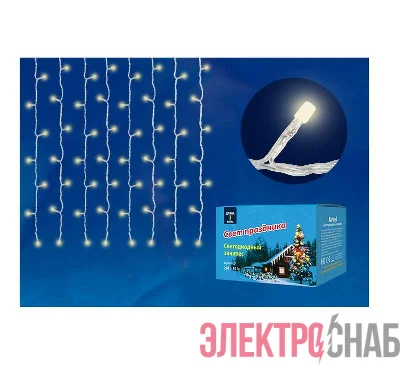 Занавес светодиодный ULD-C1510-160/DTA WARM WHITE IP20 1.5х1м с контроллером 160 светодиодов тепл. бел. провод прозр. Uniel UL-00006422