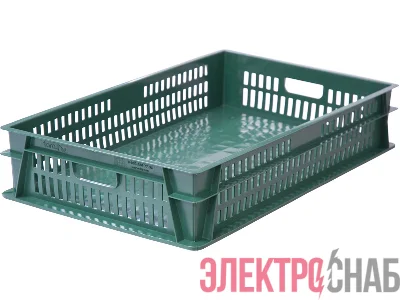 Ящик 740х465х145 дно сплошное стенки перфорированные  зелёный 404-Т-1 404-Т-1