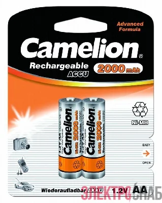 Аккумулятор R6 NI-MN 2000мА.ч BP-2 (блист.2шт) Camelion 3504