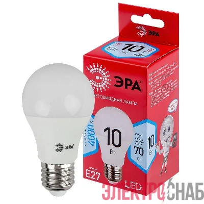 Лампа светодиодная A60-10W-840-E27 R (диод груша 10Вт нейтр. E27) Эра Б0049635
