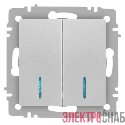 Выключатель 2-кл. СП Accent 6-105-03 10А IP20 250В с подсветкой AL/CU алюм. Intro Б0063511