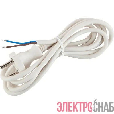 Шнур сетевой с вилкой 1.5м ПВС 2х0.75 бел. UX-2x0.75-1.5m-W ЭРА Б0048680