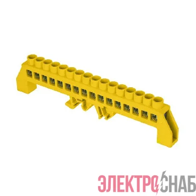 Шина нулевая PE 8х12 16 отверстий латунь желт. нейлоновый корпус комбинированный PROxima EKF sn0-125-16-dpe