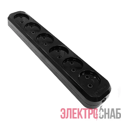 Колодка удлинителя 6-м без заземл. АБС-пластик черн. UNIVersal 2239