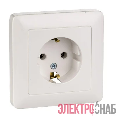 Розетка 1-м СП 1мод. Хит 16А IP20 250В с заземл. без защ. шторок бел. SE RS16-134-B