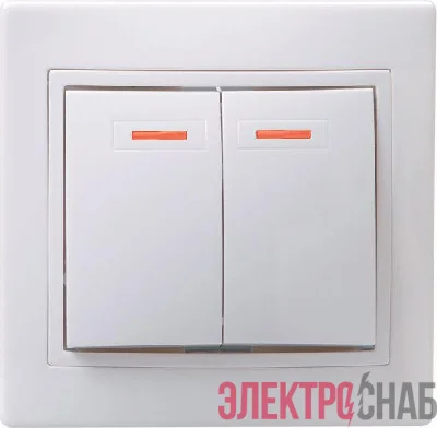 Выключатель 2-кл. СП Кварта 10А IP20 ВС10-2-1-КБ с индикацией бел. IEK EVK21-K01-10-DM