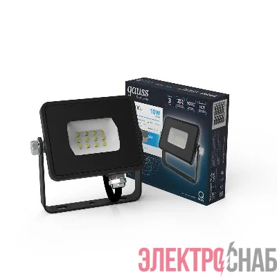 Прожектор светодиодный Qplus 10Вт 6500К IP65 1000лм 200-240В ДО черн. GAUSS 613511310