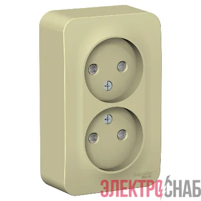 Розетка 2-м ОП Blanca 16А IP20 250В без заземл. защ. шторки с изолир. пластиной беж. SE BLNRA001217