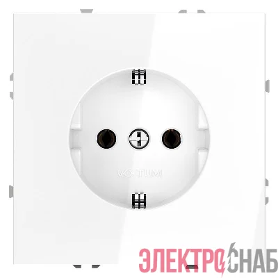 Розетка 1-м СП S70 16А с заземл. механизм бел. глянцевый Voltum VLS040101