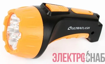 Фонарь аккумуляторный LED3807 7LED 2 режима аккум. SLA 220В пластик. черн./желт. (кор.) Ultraflash 9216