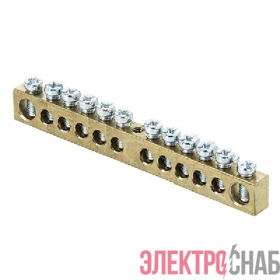 Шина PEN &quot;ноль-земля&quot; 6х9 12 отвер. латунь крепеж по центру розн. стикер PROxima EKF sn0-63-12-r