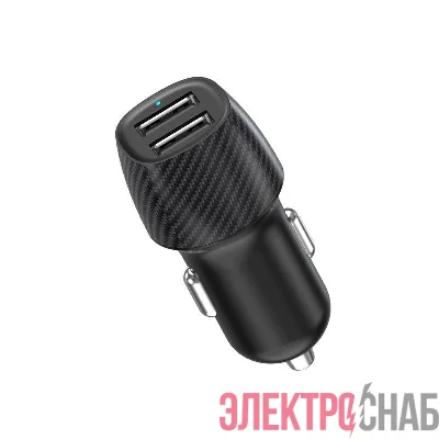 Устройство зарядное автомобильное с двумя портами USB-А + USB-A 12Вт со световой индикацией черн. Rexant 18-2220