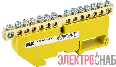 Шина PE "земля" на DIN-изоляторе ШНИ-6х9-14-Д-Ж IEK YNN10-69-14D-K05