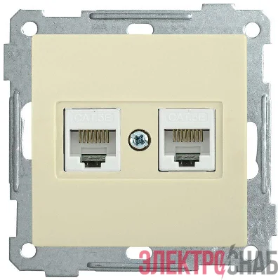 Механизм розетки компьютерной 2-м СП Bolero РК10-2-Б RJ45 кат.5E крем. IEK EKB25-K33