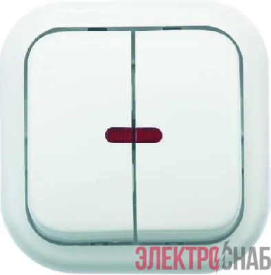 Выключатель 2-кл. ОП Валентина 10А IP20 А56-176 с индикацией бел. Кунцево 7636