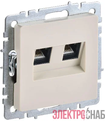 Розетка компьютерная двойн. СП RJ45 кат.5E BRITE РК10-2-БрКр механизм беж. IEK BR-K20-1-K10