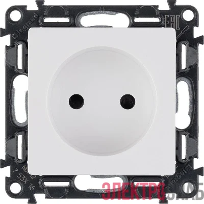 Розетка 1-м СП Valena Life 16А IP20 250В 2P защ. шторки безвинтов. клеммы с лицев. панелью механизм бел. Leg 753416