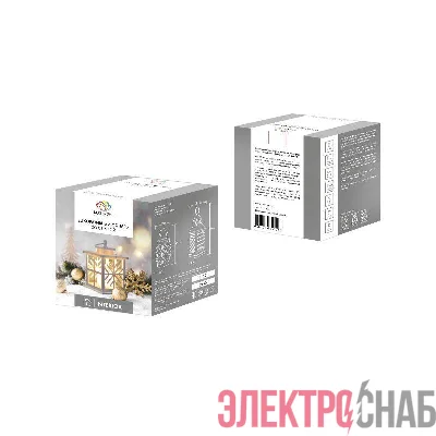 Фонарь декоративный 12х12х18см тепл. бел. со свечкой со снежинкой корпус бел. Neon-Night 513-043