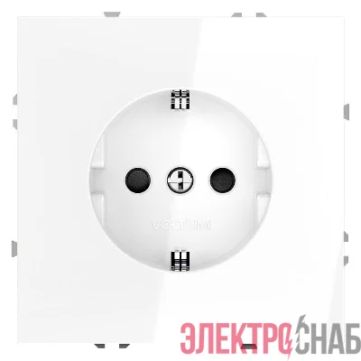 Розетка 1-м СП S70 16А с заземл. защ. шторки механизм бел. глянцевый Voltum VLS040201