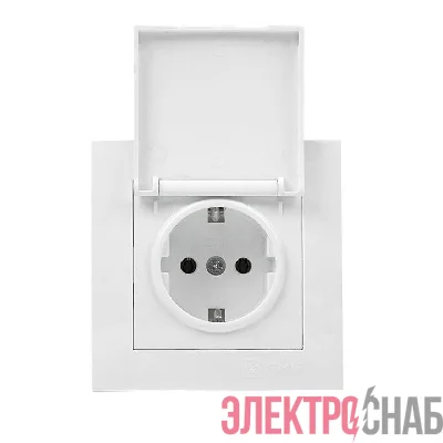 Розетка 1-м СП Валенсия 16А IP44 с заземл. защ. шторки с крышкой бел. PROxima EKF EWV10-124-10