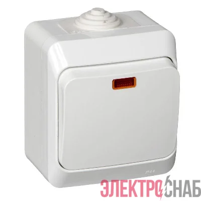 Выключатель 1-кл. ОП Этюд 10А IP44 10AX с подсветкой бел. SE BA10-045B