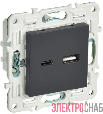 Розетка USB A+C 3.1А SKANDY SK-R14G графит IEK SK-U22-D31-K53